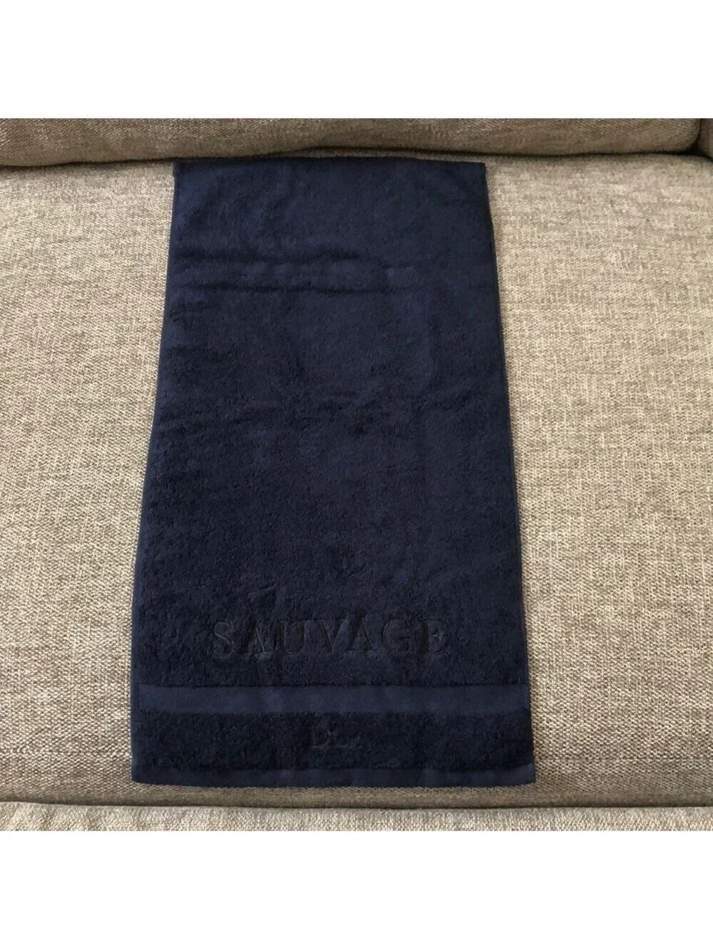 Dior Sauvage Men’s Face Hand Towel Navy Blue Logo Cotton Authentic